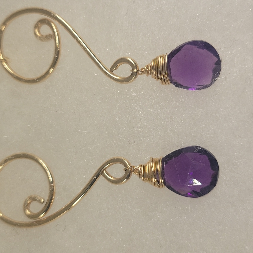 Amethyst faceted artisan earrings - Picture 6 of 7